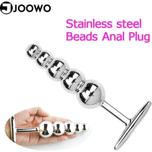 5 Beads Gradual Stainless Steel Butt Plug , Metal Booty Beads Anal Plug , Anal Vagina Tease Massager Trainer Anal Sex Toy