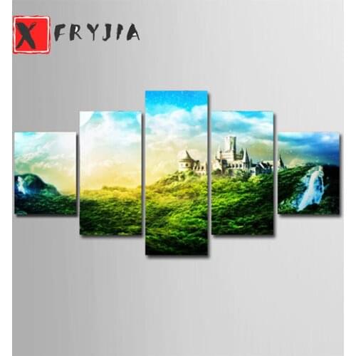 5pcs DIY Diamond Painting Castle in the forest Set Diamond Mosaic Picture Of Rhinestones Embroidery New Arrival Decor For Home