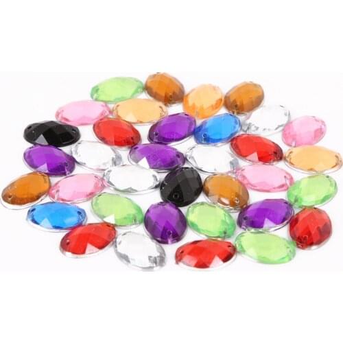 18*13mm AB Acrylic Crystal Drop flatback Rhinestones Stone Jewelry Accessories Sewing Buttons Sew On 2 hole 50pcs