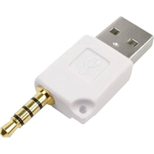 White USB 2.0 Male to 3.5mm Male Data Sync Charger Adapter Connector for iPod Shuffle 2nd 3rd