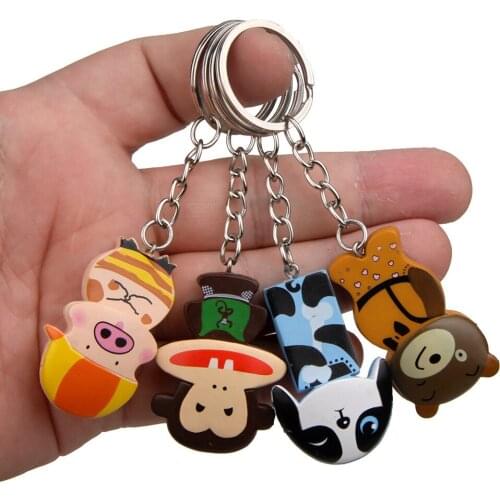 4pcs/lot Cartoon Summer Slippers Monkey Pig Dog Bear Keychains Resin Couple Key Ring Charm Pendant For Women Kids Toy Gift