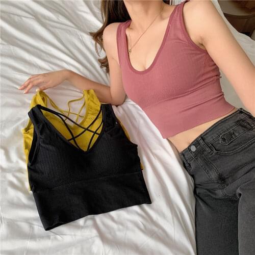 2021 Camisole Net Red Exercise Sling Bra Pad With Short Style Inside And Sexy Back Base On Lingerie Camisoles For Women