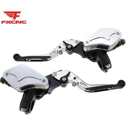CNC Aluminum Adjust Fold Extend Motorcycle Master Cylinder Reservoir Hydraulic Brake Clutch Levers For 50cc - 300cc Street Bike