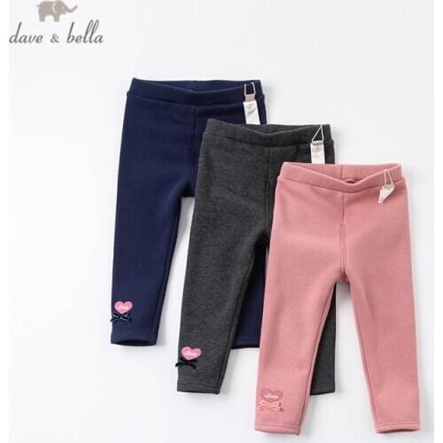 DBM16381-K dave bella winter 3Y-11Y kids girls fashion bow love pants children boutique casual full-length pants
