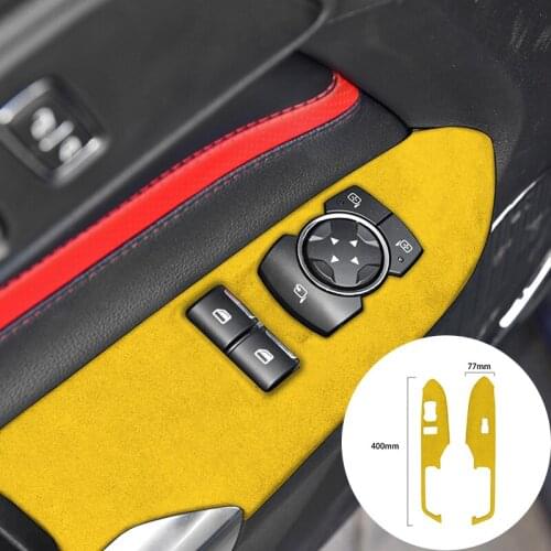 For Ford Mustang 2015-2019 Alcantara Suede Wrap Car Windows Lift Control Panel Strip Cover Trim Sticker Internal Accessories
