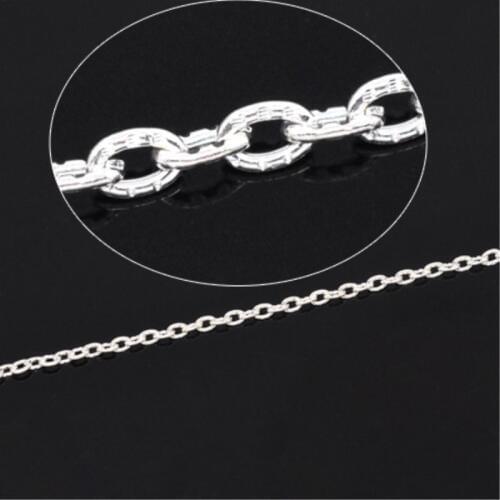 DoreenBeads Iron Based Alloy Textured Link Cable Chain Findings Silver Plated DIY Making Necklace Bracelets Jewelry 3x2mm, 10 M