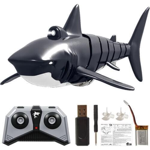 2.4G Simulation Shark Boat Toy 4 Channel Light Remote Control Free Swimming Remote Control Boat Waterproof Toy Shark