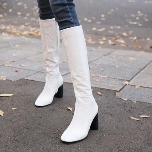 Leather Winter Womens Short Ankle Boots Elegant Round Head Thick Heel High Heels 4CM/6CM and Calf Boots Women Size 33-42