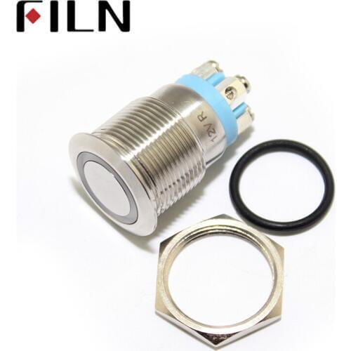 19mm Stainless Steel anti vandal Micro Travel Momentary 3v 5v 6v 12v 24v Ring LED 1NO screw terminal push button switch