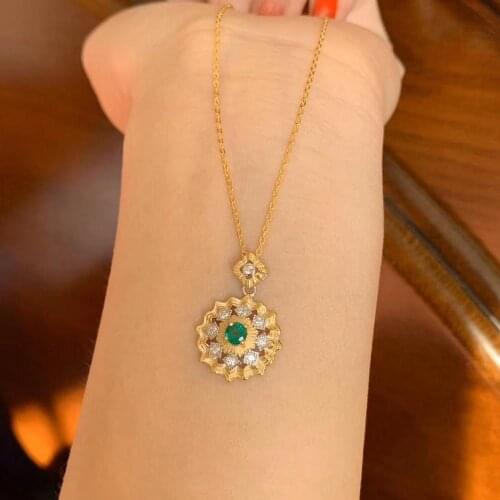 Natural green emerald gem pendant for women silver necklace girl birthday anniversary party gift natural gem real 925 silver