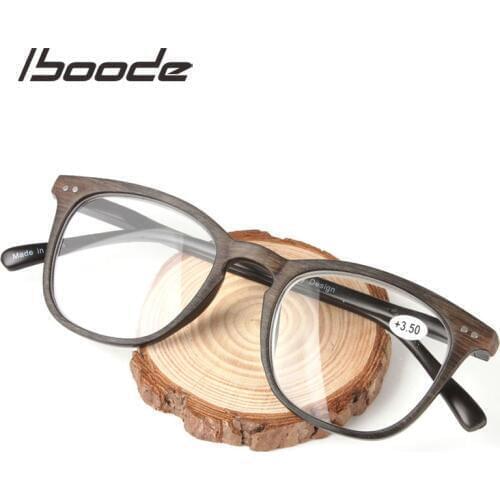 Iboode Retro Reading Glasses Women Men Wood Grain Black Frame Reading Eyeglasses Eye Prescription +1.0 1.5 2.0 2.5 3.0 3.5 4.0