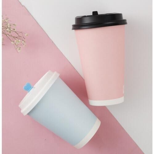 50pcs Net red pink/blue disposable cups 14oz/16oz 400ml 500ml milk tea coffee juice drinks paper cups wedding birthday party cup