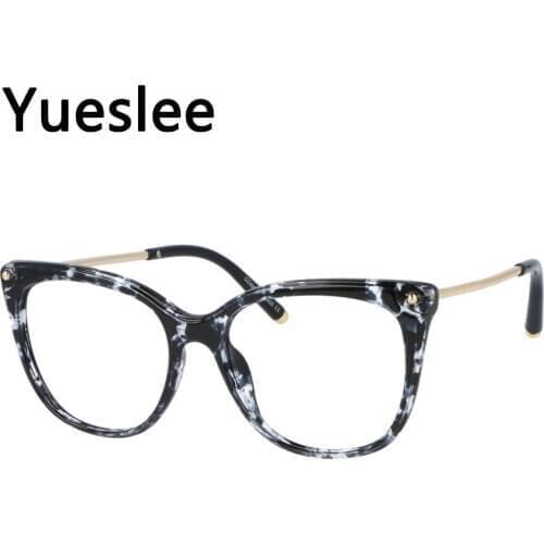 45818 Plastic Titanium Round Anti Blue Light Cat Eye Glasses Frame Men Women Optical Fashion Computer Eyeglasses
