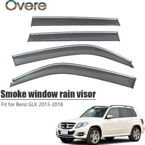 Overe 4Pcs/1Set Smoke Window Rain Visor For Mercedes GLK 300 200 260 2013-2018 ABS Vent Sun Deflectors Guard Car Accessories
