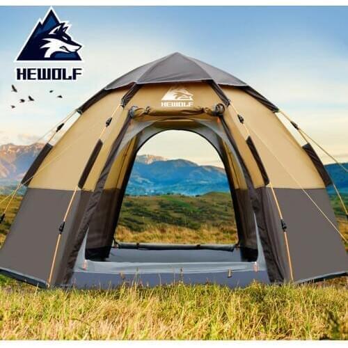 Hewolf New Outdoors 3-4 People Automatic Family Tent Big Space Beach Tent Thickened Rainproof Camping Tent Carpas De Camping