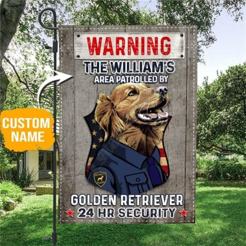Personalized Personalized Golden Retriever Warning Garden Flag 3D Printed House Flags Decoration Double-sided Printing