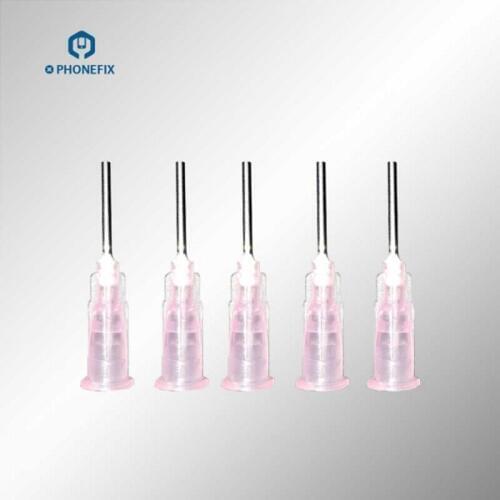 PHONEFIX 5 Pcs Universal Round Hole Dispenser Soldering Flux Needle for Phone Repair Welding Syringe Injector Blunt Tip 1.27mm