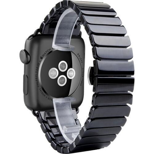 38 40 42 44mm Ceramic Watch Bands For Apple Watch Bands Butterfly buckle Link Bracelet For iwatch Series 6 5 4 3 2 Ceramic Strap