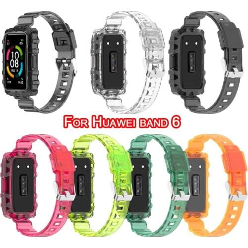 Strap For Huawei Band 6 Transparent Glacier Armor Integrated Smart Watchband Replacement Bracelet for Honor Band6 Wristbands New