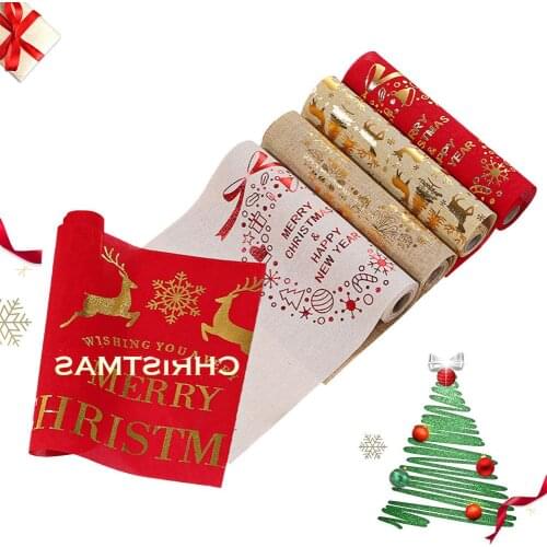 28x275cm Christmas Table Runner Non-slip Cotton Table Cloth Decor Party Wedding Desk Cover Wedding Picnic Cloth Supplies