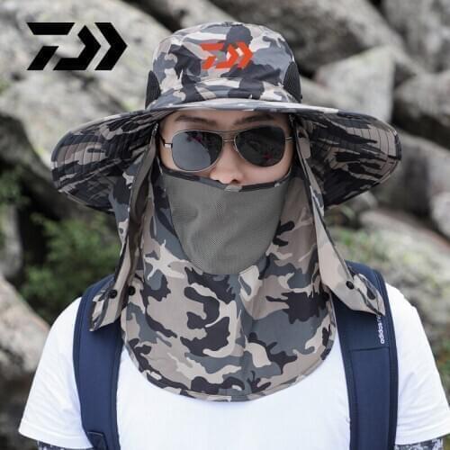 Fashionable Outdoor Climbing Fisherman Hat UV Protection Sunshade Hat Big Eaves Adjustable Camouflage Hat 2020Daiwa Fishing Hat