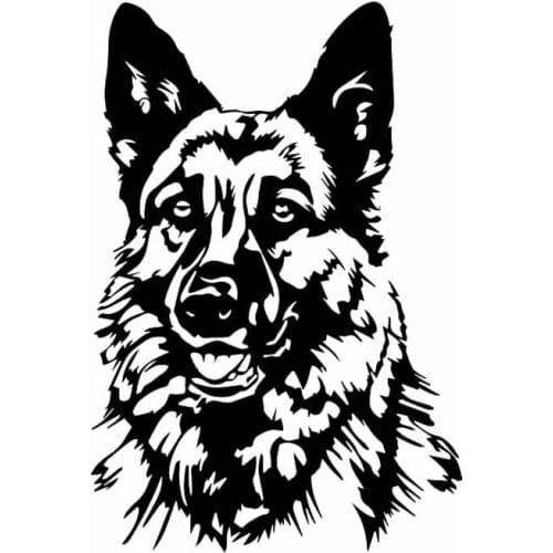 Funny Animal Car Sticker Vinyl Decal German Shepherd Dog Decal Waterproof Auto Accessories Black/Silver/white,17cm*11cm
