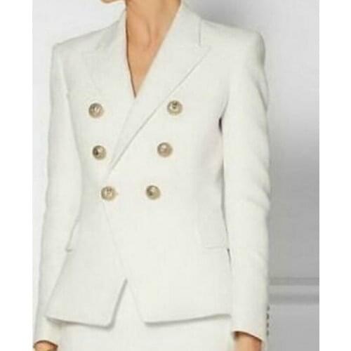 High quality Short trench coat 2020 new fashion designer jacket ladies double breasted coat gold button jacket plus large size