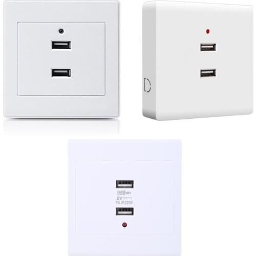 2/4 Ports USB Electrical Socket Station Power Adapter Plug Outlet 110V-250V for Home Office Use Wall Mounting Charger