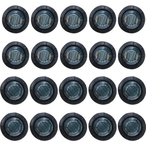 20pcs 3/4" Round Red Amber Car Truck Boat Trailer Led Signal Light Waterproof Auto Exterior Side Marker Lights