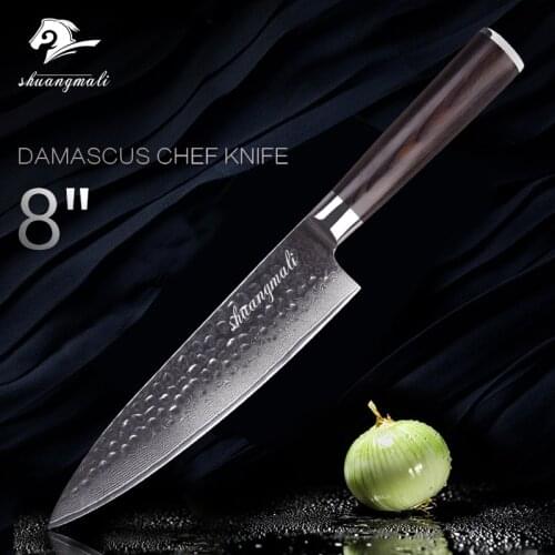 2019 New Chef Knife Damascus Steel Kitchen Knives 8" VG10 Steel Cutter Slicer Cleaver Knife Meat Vegetable Knives Cooked Tools