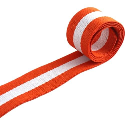 38MM Orange White Striped Webbing Cotton Webbing Soft Belt Webbing Lanyard Ribbon Bag Purse Webbing Leash Supplies