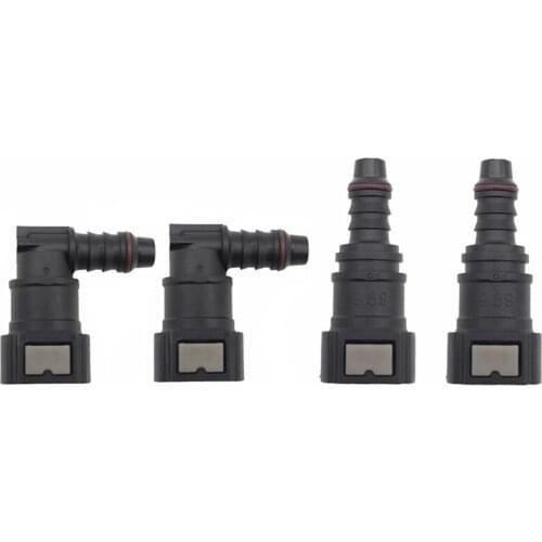 4x 9.89 ID8 Curved Fuel Line Quick Connector,Filter Fitting Fuel Quick Connector & 90° Fuel Quick Connector