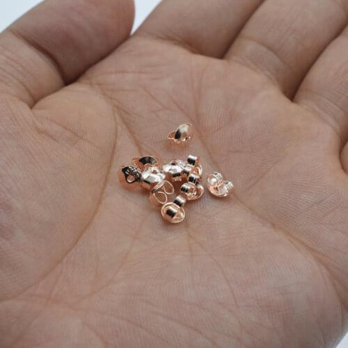 50pcs High Quality 925 Silver Plated Rose Gold Color Copper Earring Back Plug Earring Settings Base Ear Studs Back Whole Sale