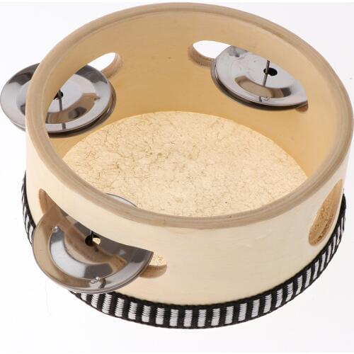 Tambourine for Kids & Children 4 inch Hand Held Drum Bell Wood Percussion Gift Musical Educational Instrument