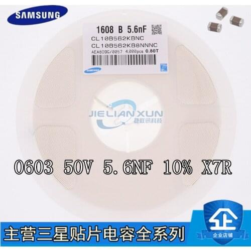 CL10B562KB8NNNC CAP CER 0603 5.6nF 562K ±10% 50V X7R Ceramic Capacitor 4000pcs Ceramic Capacitor
