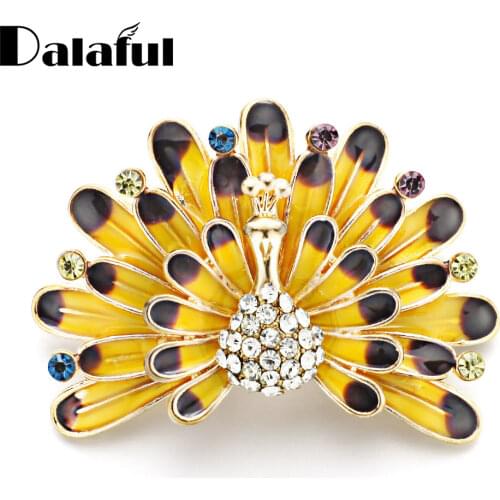 Dalaful High Quality Enamel Peacock Brooches For Women Rhinestone Crystal Jewelry Animals Bird Brooches Pin Gift Z059