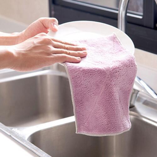 Double-sided Thick Absorbent Water Dish Cloth Kitchen Cleaning Cloths Non-oil Rag Wipe Hand Towels Practical Kitchen Accessories