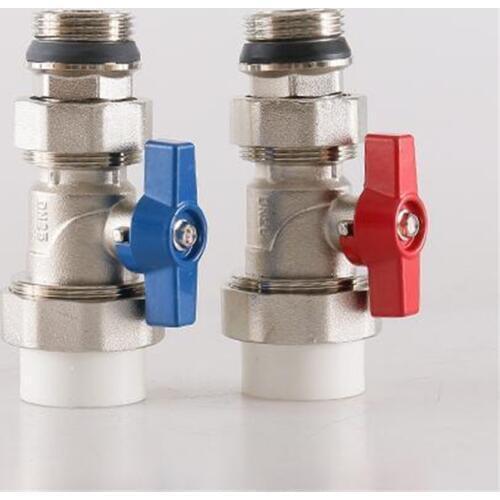 Floor Heating Manifold Valve Silver Electroplating Straight Ball Valve PPR25 One Inch Hot Melt Joint Inner And Outer Wire