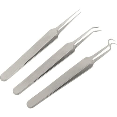 3 pcs/set Acne Needle Tweezers Blackhead Pimples Removal Gib Head Face Skin Care Tools Comedone Acne Extractor