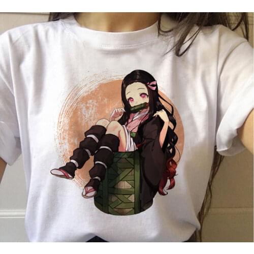 Fashion Cute Top Female T Shirt Kawaii Anime Character Print Women T-shirts Japanese Anime Streetwear O-neck Ladies Tee Clothing