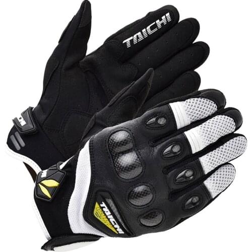 TAICHI RST418 motorcycle carbon fiber leather touch screen gloves off-road motorcycle racing mesh breathable protective gloves