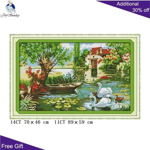Joy Sunday Swan Creek Needlecraft F320 14CT 11CT Counted and Stamped Home Decoration Love Home Embroidery DIY Cross Stitch kit
