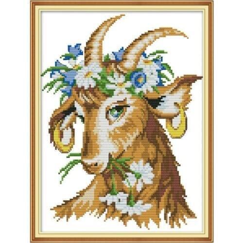 Beautiful Lamb Stamped Cross Stitch Kits DIY Handmade Embroidery Kits 14ct Printed on Canvas 11ct Counted Fabric Needlework Sets