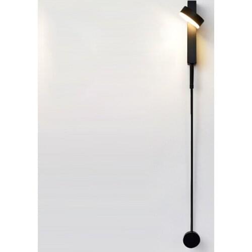 Nordic Led Wall Lamps with Switch for Bedroom Bedside Black Rotation Loft Stair Aisle Indoor Lighting Home Decor Fixtures