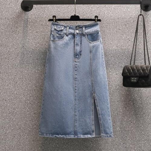 NYFS 2021 Summer Fashion Woman Split denim skirt Big size A-line skirt Jeans Skirts