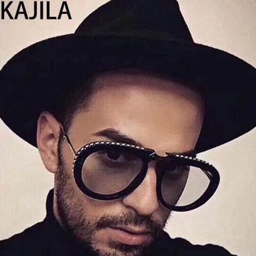 Oval Foldable Sunglasses Women 2020 Luxury Brand Designer Diamond Folding Sun Glasses For Men Shades Gafas De Sol Mujer