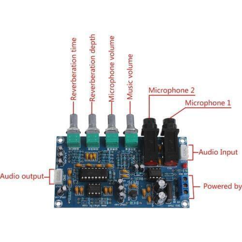 Dual Power Microphone Amplifier Board Sound AMP Module Digital Reverb Plate D08A