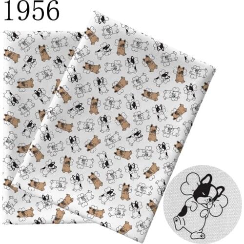 Half yard 45X145cm shopping bag fabric dog Print Polyester cotton DIY Material Pillow Hat sofa kird mask Handmade 1956