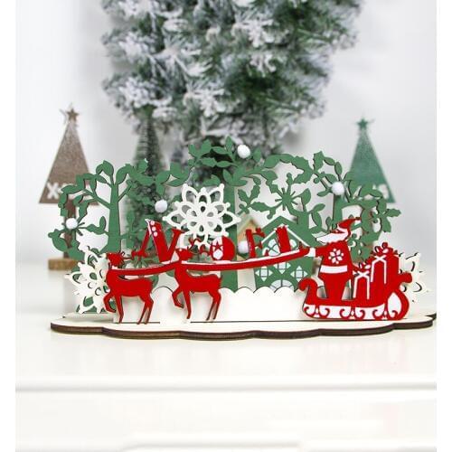 Christmas Home Decoration Wooden Toys Santa Claus Elk Christmas Party Table Decoration Ornament Childrens Toys Xmas Gifts