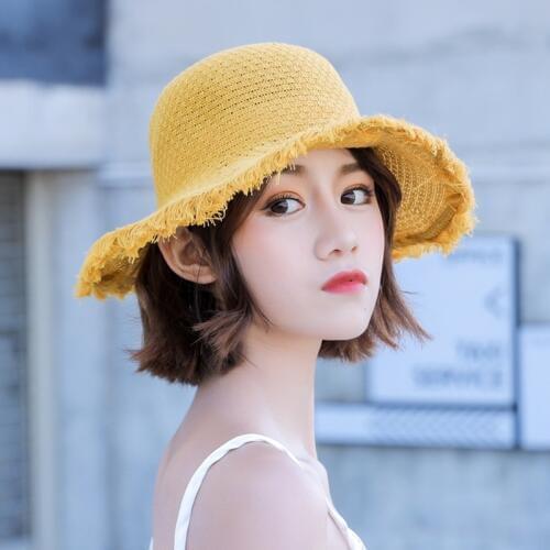 Women Wide Brim Hat Fringe Bucket Hats Summer Beach Sunscreen Caps Casual Fisherman Womens Hats Summer Hats Female 236-214